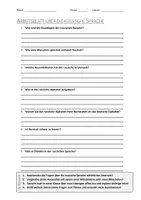 Vorschau - Arbeitsblätter - AB mit Fragen zum Thema "Russische Sprache" + Lösungsblatt + Infografik - Deckblatt