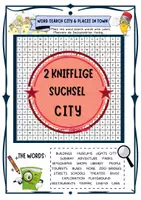 Vorschau - Arbeitsblätter - Zwei Suchsel Englisch city / places in town (Klasse 4 / 5 / 6 / 7) Quiz Spiel - Deckblatt