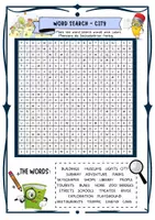 Vorschau - Arbeitsblätter - Zwei Suchsel Englisch city / places in town (Klasse 4 / 5 / 6 / 7) Quiz Spiel - Seite 1