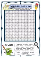 Vorschau - Arbeitsblätter - Zwei Suchsel Englisch city / places in town (Klasse 4 / 5 / 6 / 7) Quiz Spiel - Seite 2