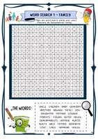 Vorschau - Arbeitsblätter - Zwei Suchsel / word search Englisch family / relatives (Klasse 4 / 5 / 6 ) Quiz Spiel - Seite 1