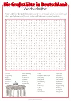 Vista previa - Hojas de trabajo - Die Großstädte in Deutschland Wortsuchrätsel - Portada