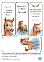 Vorschau - Mal- und Bastelvorlagen - Pferdeklasse Lesezeichen Schulanfang Deutsch - Seite 1