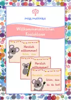 Vorschau - Bildkarten - Grußkarten Koala Grußkärtchen willkommen Gruß #edukiferiensale23 - Deckblatt