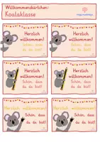 Vorschau - Bildkarten - Grußkarten Koala Grußkärtchen willkommen Gruß #edukiferiensale23 - Seite 1