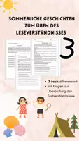 Vorschau - Arbeitsblätter - Sommerliche Geschichten zum Üben des Leseverständnisses Klasse 3 - Deckblatt