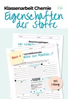 Vorschau - Klassenarbeiten - Klassenarbeit Chemie Stoffeigenschaften - Deckblatt