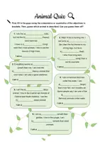 Aperçu - Feuilles d'exercices - Animal Quiz - Adjectives, Comparative Superlative - English - A2 - Page 2