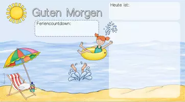 Vorschau - Präsentationen/Tafelbilder - Begrüßungsbild: Feriencountdown Sommer (digitale Tafel) - Seite 1