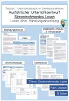 Vorschau - Stundenentwürfe - Unterrichtsentwurf Lesen - Deutsch - Deckblatt