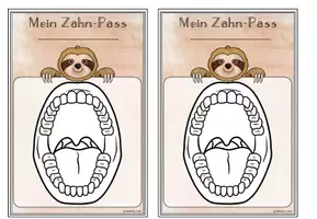 Vorschau - Mal- und Bastelvorlagen - Zahnpass Grundschule | Klassentier Faultier / Faultierklasse - Seite 3