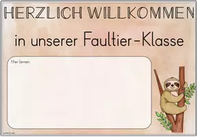 Vorschau - Poster - Willkommensschild Grundschule | Klassentier Faultier / Faultierklasse - Seite 3