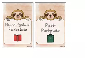 Vorschau - Bildkarten - Parkplatz-Karten Grundschule | Klassentier Faultier / Faultierklasse - Seite 3