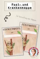 Vorschau - Bildkarten - Post- und Krankenmappe Grundschule | Klassentier Faultier / Faultierklasse - Deckblatt
