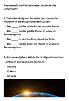 Vorschau - Arbeitsblätter - Abenteuerliche Weltraumreise: Entdecke das Universum - Deckblatt