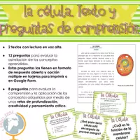 Vista previa - Hojas de trabajo - La célula texto informativo y preguntas de comprensión - Portada