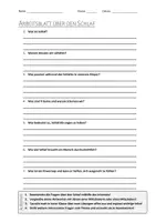 Vorschau - Arbeitsblätter - AB mit Fragen zum Thema "Schlaf" + Lösungsblatt + Mindmap + Infografik - Deckblatt