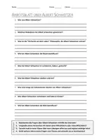 Vorschau - Arbeitsblätter - Lernposter + AB mit Fragen zum Thema "Albert Schweitzer" + Lösungsblatt + Mindmap + Infografiken - Seite 1