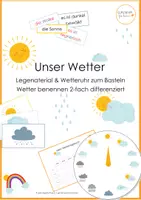 Vorschau - Stationenlernen - Unser Wetter - Tafel-/Legematerial, Wetteruhr & Wettertagebuch 2-fach differenziert - Deckblatt