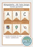 Vorschau - Mal- und Bastelvorlagen - Wimpelkette (flexibel einsetzbar) - beige - Deckblatt