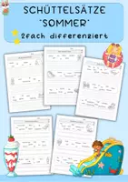 Vorschau - Arbeitsblätter - Schüttelsätze Sommer, Sätze bilden - Deckblatt