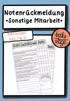 Vorschau - Anderer Materialtyp - Notenrückmeldung Sonstige Mitarbeit - Deckblatt