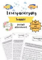 Vorschau - Arbeitsblätter - Lesespaziergang Sommer - 3-fach differenziert - Deckblatt