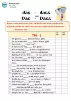 Vista previa - Hojas de trabajo - das - dass unterscheiden TEIL 1 (auf Deutsch) - página 3