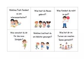 Vorschau - Bildkarten - Wie war dein Schuljahr? Reflexion / Fragen Ende Schuljahr - Deckblatt