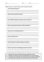 Vorschau - Arbeitsblätter - AB mit Fragen zum Thema "William Shakespeare" + Lösungsblatt + Mindmap + Infografik - Deckblatt