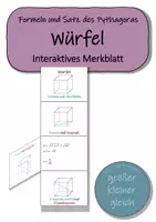 Vorschau - Fördermaterial/Inklusion - Satz des Pythagoras: Würfel - Interaktives Merkblatt - Deckblatt