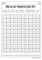 Vorschau - Arbeitsblätter - Hundertertafel Pixelbilder Zahlen malen - Seite 1