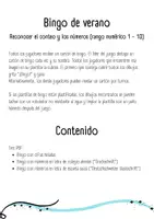 Vista previa - Juegos / Gamificación - Bingo de verano: Reconocer el conteo y los números (rango numérico 1 - 10) - página 1