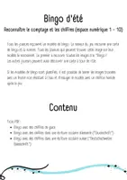 Aperçu - Jeux - Bingo d'été: Reconnaître le comptage et les chiffres (1-10) - Page 1