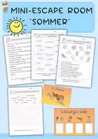Vorschau - Arbeitsblätter - Mini-Escape Room Sommer, 1. Klasse, Deutsch - Deckblatt