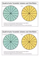 Vorschau - Arbeitsblätter - Quadratische Pyramide: Volumen & Oberfläche – Arbeitsblatt „Spinner“ - Seite 1