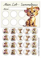 Vorschau - Mal- und Bastelvorlagen - Leopardenklasse Lobkärtchen 1. Klasse - Seite 1