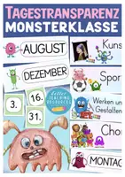 Vorschau - Mal- und Bastelvorlagen - Monsterklasse Tagestransparenz 1. Klasse Monster - Deckblatt