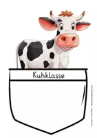 Vorschau - Mal- und Bastelvorlagen - Namensschild Kuhklasse Schulanfang - Seite 1