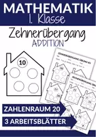 Vorschau - Arbeitsblätter - Haus 1. Klasse Mathematik Zehnerüberschreitung 3 Arbeitsblätter - Deckblatt