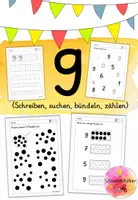 Vorschau - Arbeitsblätter - Die 9, Zahlenheft, Ziffernschreibkurs, Förderung, Freiarbeit, Ziffer, Zahl - Seite 1