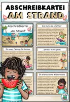 Vorschau - Fördermaterial/Inklusion - Abschreibkartei / Abschreibtexte "Am Strand" Sommer - DaZ / DaF / Deutsch - Deckblatt