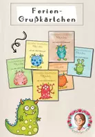 Vorschau - Mal- und Bastelvorlagen - Monster-Klasse Feriengruß | Sommerferien Schuljahresende - Deckblatt