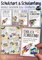 Vorschau - Mal- und Bastelvorlagen - Schulkind / Schulstart & Schulanfang - Grußkarte + Brause zur Einschulung Begrüßungen - Deckblatt