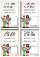 Vorschau - Mal- und Bastelvorlagen - Schulkind / Schulstart & Schulanfang - Grußkarte + Brause zur Einschulung Begrüßungen - Seite 1