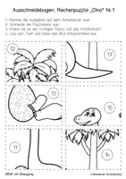 Vorschau - Arbeitsblätter - Rechenpuzzle: Dino im Zahlenraum 20 mit Übergang - Seite 2