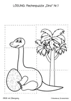 Vorschau - Arbeitsblätter - Rechenpuzzle: Dino im Zahlenraum 20 mit Übergang - Seite 3