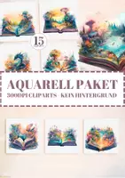 Vorschau - selbst erstellte Cliparts/Grafiken - 15 Aquarell Vintage Book Clipart, PNG alte Bücher, Märchen - Deckblatt