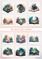 Vorschau - selbst erstellte Cliparts/Grafiken - 30 Aquarell Vintage & Fantasy Book Clipart, PNG alte Bücher - Seite 2