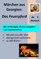 Vorschau - Arbeitsblätter - Märchen: Das Feuerpferd (aus Georgien) mit Aufgaben+LÖSUNGEN zum Leseverstehen - Deckblatt